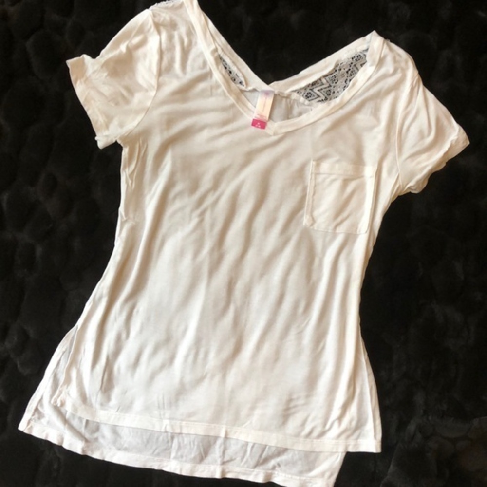 No boundaries white/lace  long T